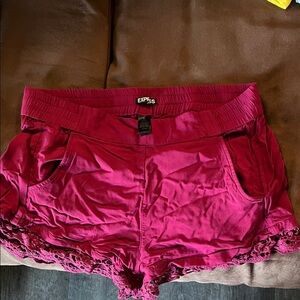 Express Fuchsia Lace Accent Shorts
